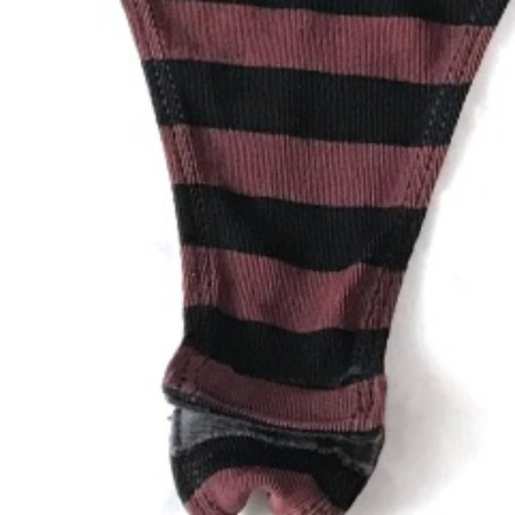 BCBG Black and Burgundy Striped Bodysuit - Picture 6 of 6